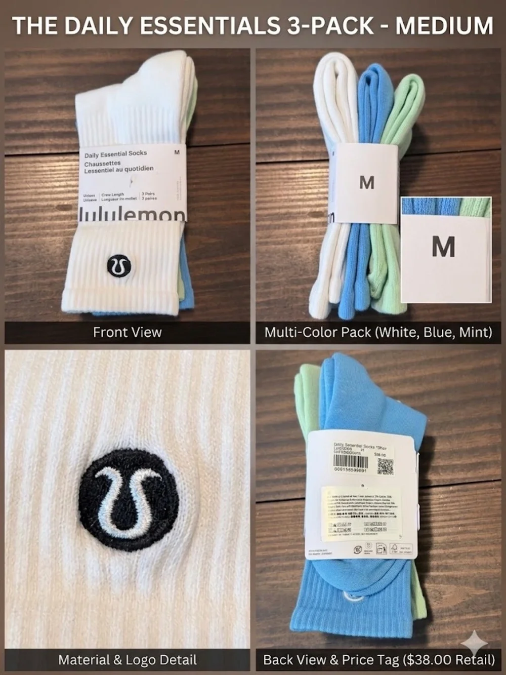 🍋 Lululemon Performance & Essential Sock Bundle – NWT - 5 pair
